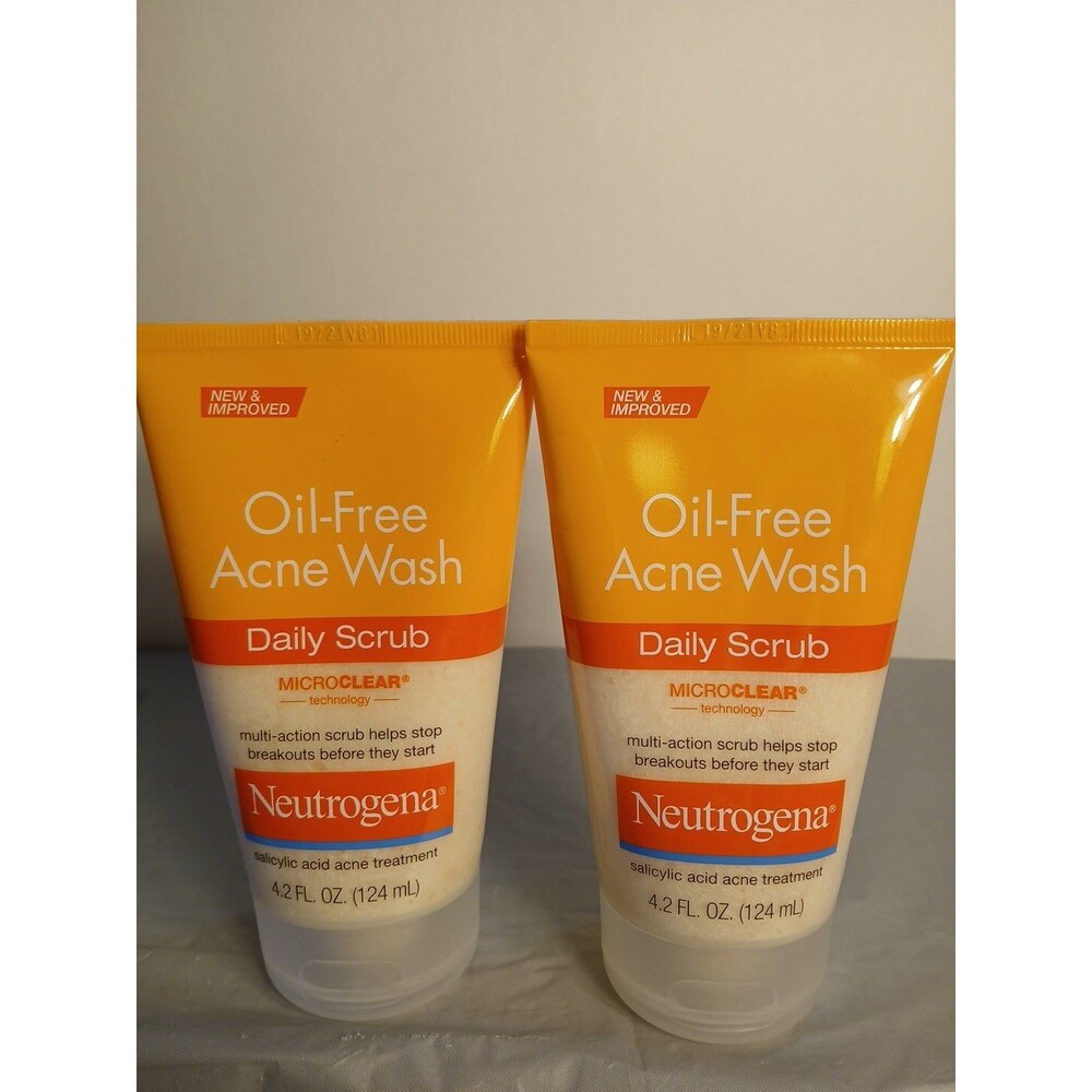 2X Neutrogena Oil Free Acne Wash Daily Scrub with Salicylic Acid 4.2 oz Unopened